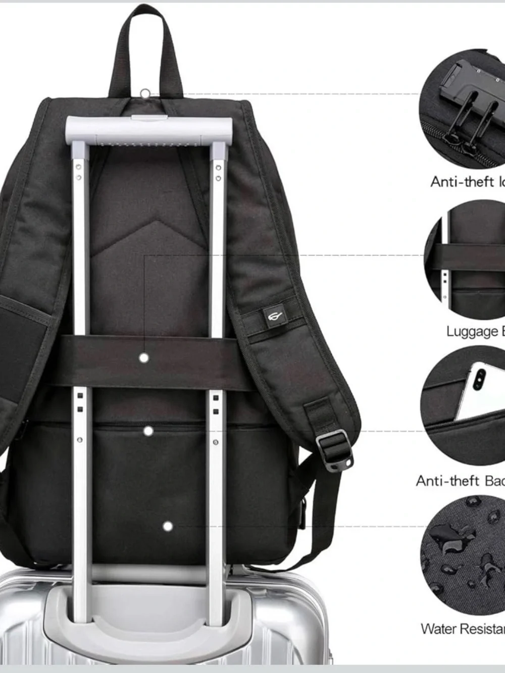 WENIG Black Travel & Commuter Backpack